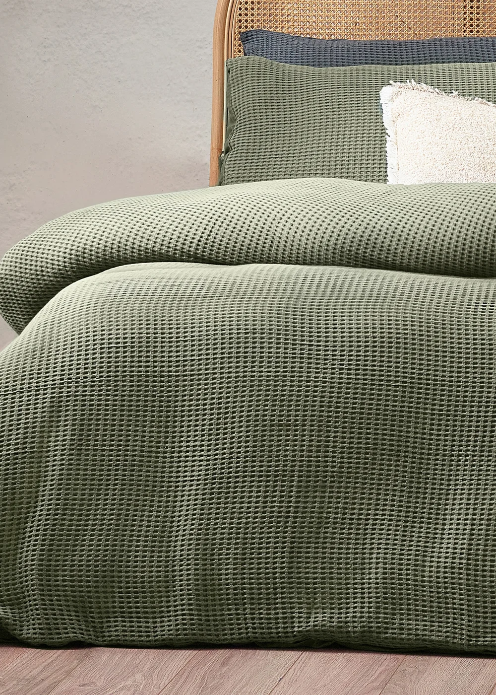 Yard Chunky Waffle 100% Cotton Duvet Cover Set Eucalyptus - Single Image 4