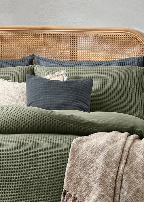 Yard Chunky Waffle 100% Cotton Duvet Cover Set Eucalyptus - Single Image 3