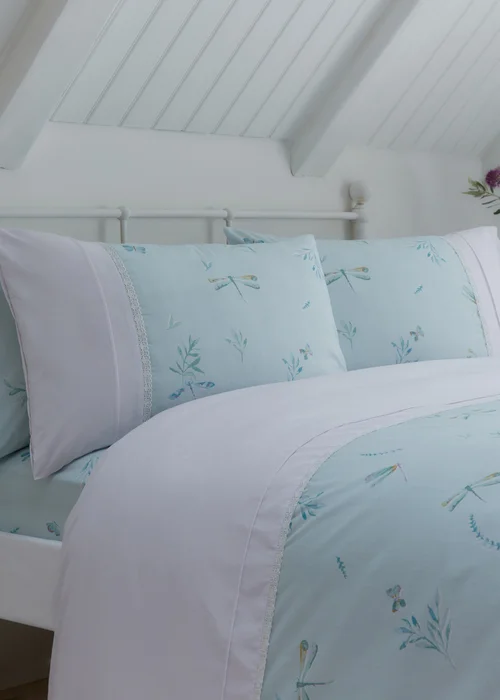 Dreams & Drapes Decorative Fifi Blue Fitted Bed Sheet Set (28cm deep) - Single Image 2