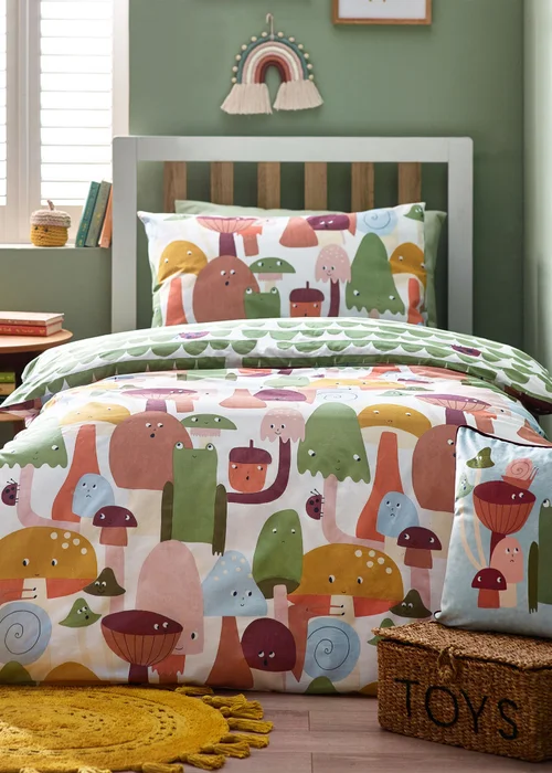 little furn. Funguys Mushroom Duvet Cover Set - Toddler Image 1