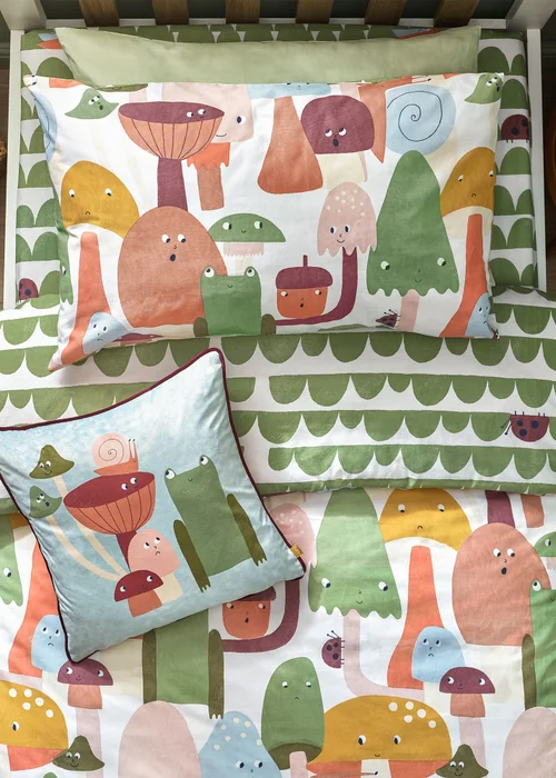 little furn. Funguys Mushroom Duvet Cover Set - Toddler Image 3