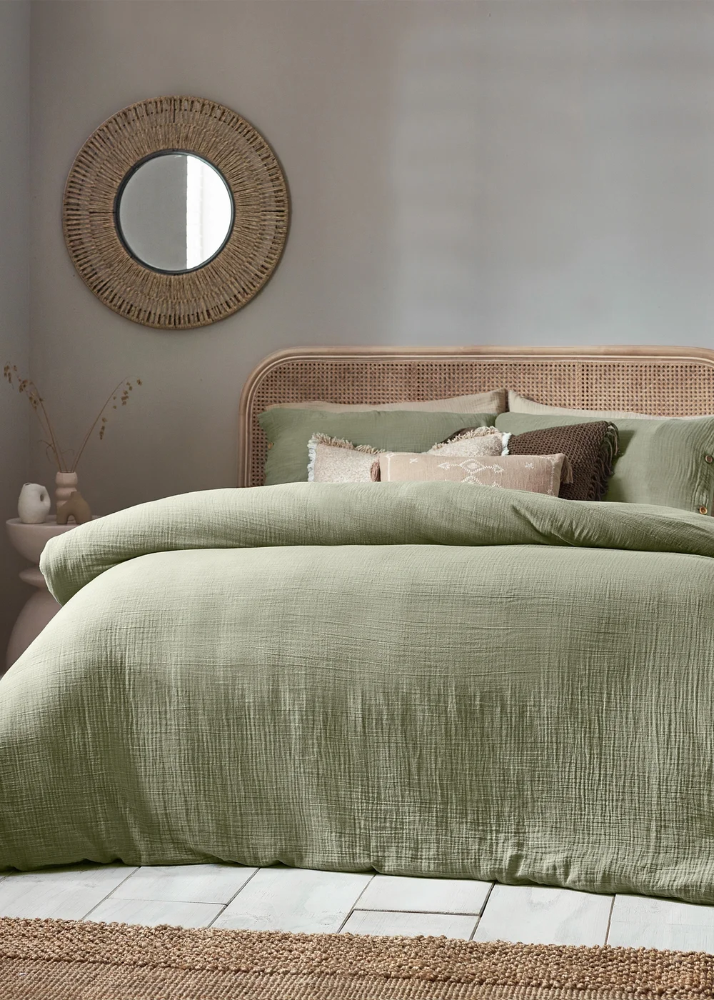 Yard Lark Muslin Cotton Duvet Cover Set Eucalyptus - Single Image 1