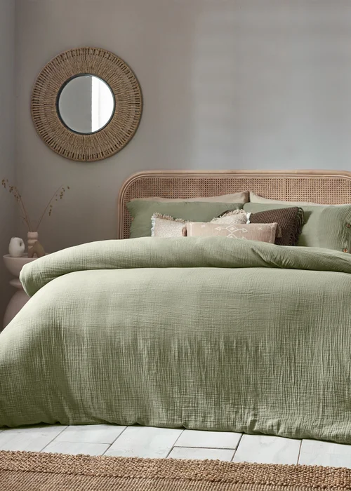 Yard Lark Muslin Cotton Duvet Cover Set Eucalyptus - Single Image 1