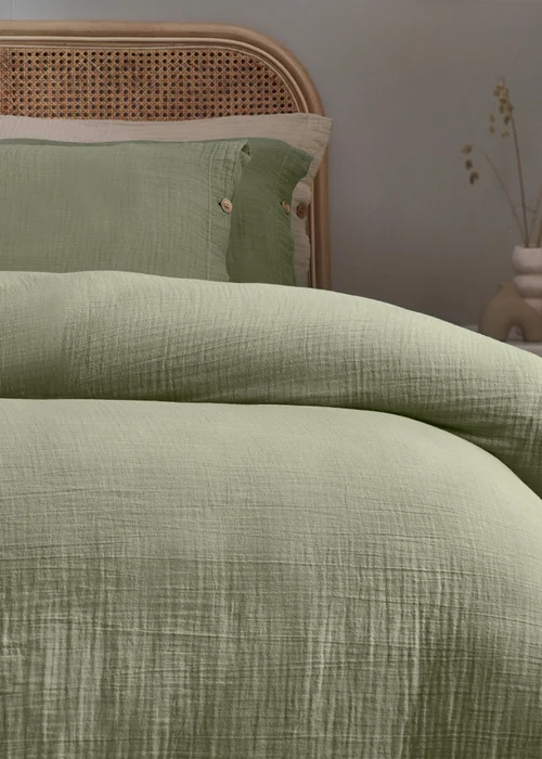 Yard Lark Muslin Cotton Duvet Cover Set Eucalyptus - Single Image 2