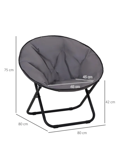 Outsunny Folding Saucer Moon Chair Oversized Padded Seat Round Oxford Grey - One Size Image 3