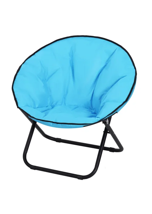 Outsunny Folding Saucer Moon Chair Oversized Padded Seat Round Oxford Grey - One Size Image 2