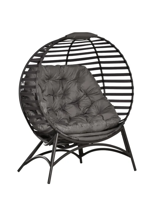 Outsunny Egg Chair with Soft Cushion - Brown - One Size Image 2