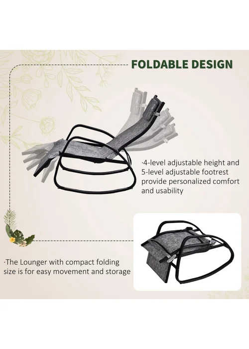 Outsunny Garden Rocking Chair - Grey - One Size Image 5
