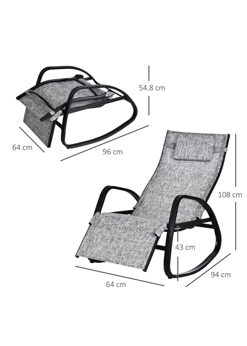 Outsunny Garden Rocking Chair - Grey - One Size Image 3