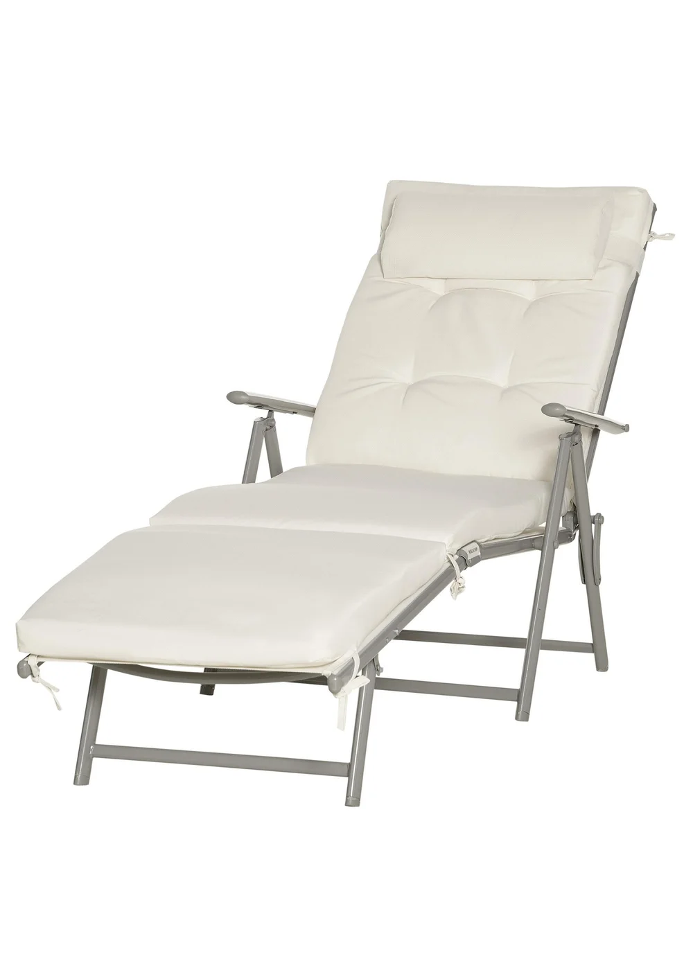 Outsunny Outdoor Patio Sun Lounger with Cushion - One Size Image 2