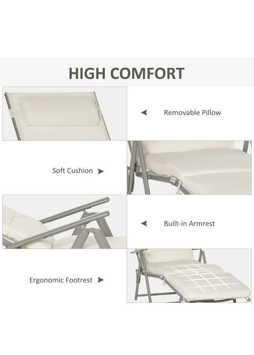 Outsunny Outdoor Patio Sun Lounger with Cushion - One Size Image 5