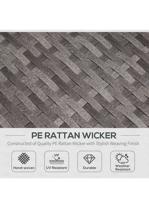 Outsunny 3 Pcs Garden Sofa PE Rattan Set - Grey - One Size Image 4