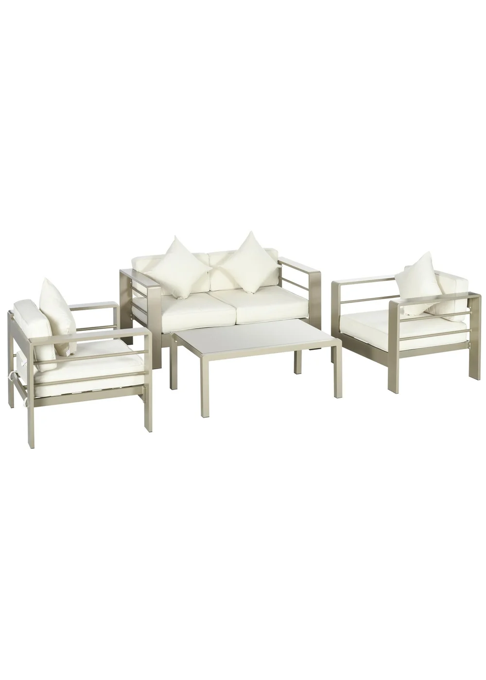 Outsunny 4 PCs Aluminium Garden Furniture Set with Thick Padded Cushion - One Size Image 2