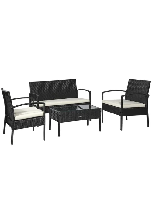 Outsunny 4 Pieces Outdoor PE Rattan Corner Sofa - One Size Image 2