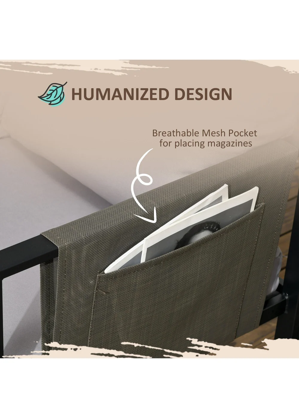 Outsunny 4 Piece Garden Furniture Set with Breathable Mesh Pocket Light Grey - One Size Image 5