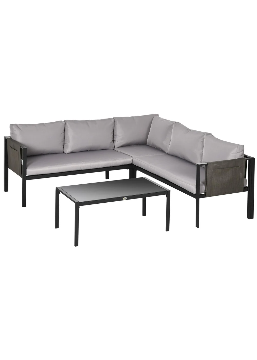 Outsunny 4 Piece Garden Furniture Set with Breathable Mesh Pocket Light Grey - One Size Image 2