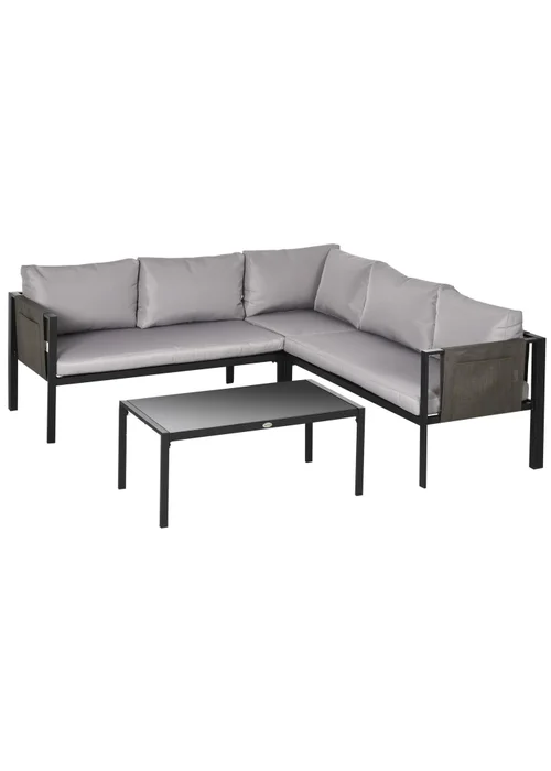 Outsunny 4 Piece Garden Furniture Set with Breathable Mesh Pocket Light Grey - One Size Image 2