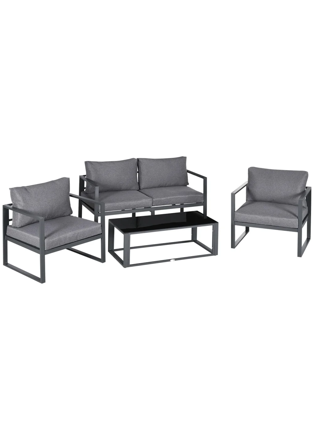 Outsunny 4 Pieces Garden Sectional Sofa Table Furniture Set Aluminium with Cushion - One Size Image 2