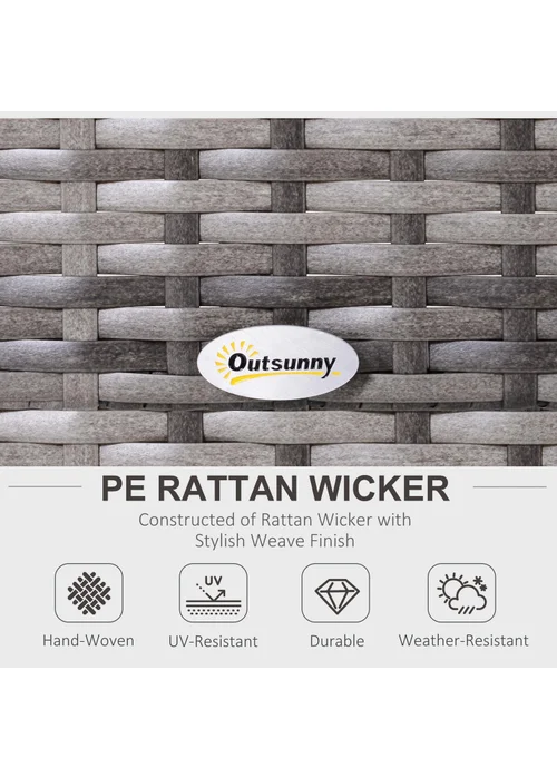 Outsunny Rattan Garden Furniture 4 Seaters - Grey - One Size Image 4