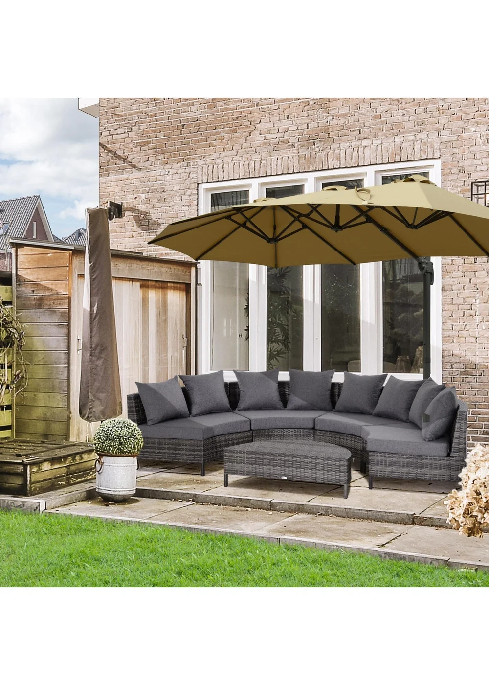 Outsunny Rattan Garden Furniture 4 Seaters - Grey - One Size Image 2