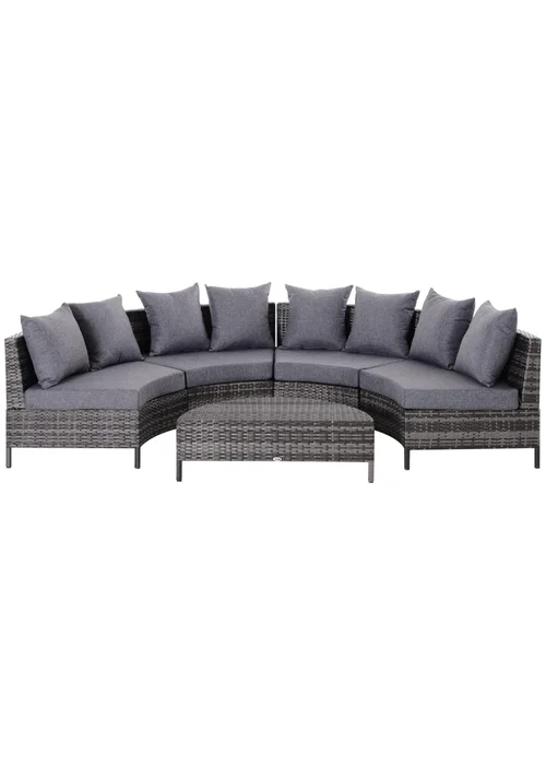 Outsunny Rattan Garden Furniture 4 Seaters - Grey - One Size Image 1