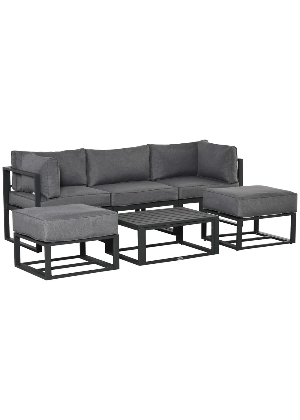 Outsunny 6 PCs Garden Daybed Aluminum Sectional Sofa Set- Grey - One Size Image 1