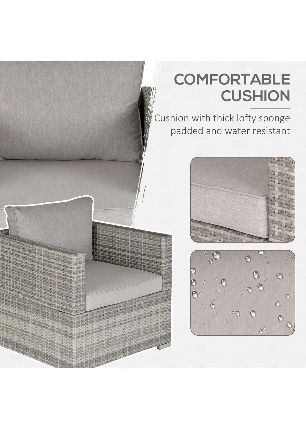 Outsunny Single Seater Rattan Chair Sofa with Cushions - One Size Image 5