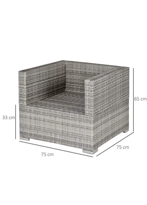 Outsunny Single Seater Rattan Chair Sofa with Cushions - One Size Image 3