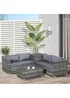 Outsunny 6PC Rattan Corner Sofa Set - Grey - One Size Image 2