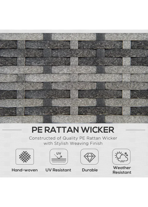 Outsunny 6PC Rattan Corner Sofa Set - Grey - One Size Image 4