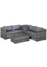 Outsunny 6PC Rattan Corner Sofa Set - Grey - One Size Image 1