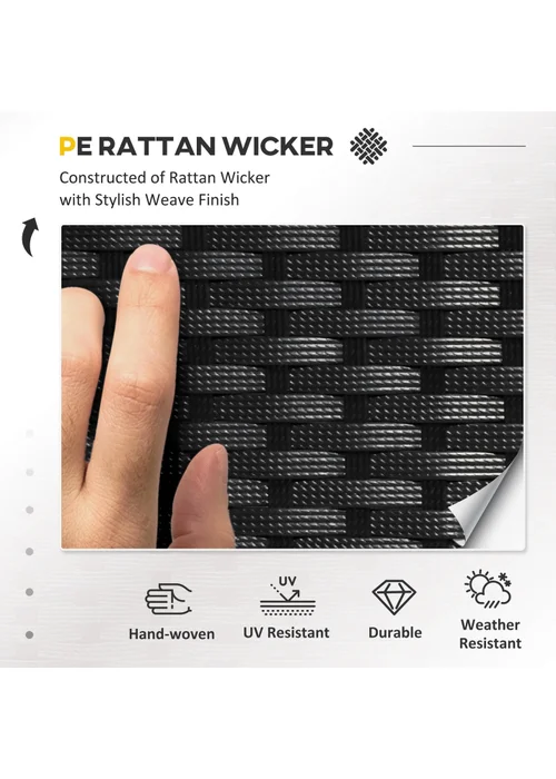 Outsunny 6PC Rattan Corner Sofa Set - Black - One Size Image 4