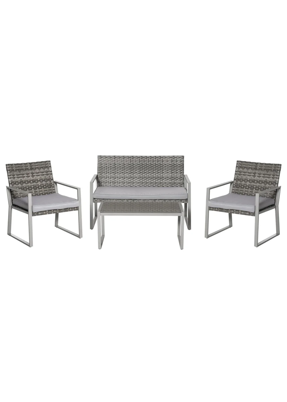 Outsunny 4PC Rattan Garden Furniture Set - Grey - One Size Image 2