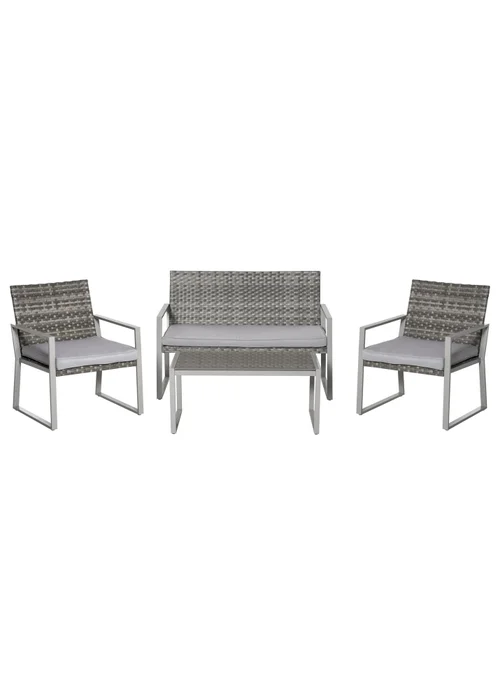 Outsunny 4PC Rattan Garden Furniture Set - Grey - One Size Image 2