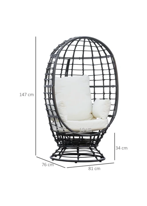Outsunny Rattan Swivel Egg Chair - Black - One Size Image 3