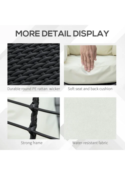 Outsunny Rattan Swivel Egg Chair - Black - One Size Image 5