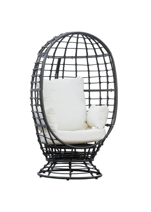 Outsunny Rattan Swivel Egg Chair - Black - One Size Image 2