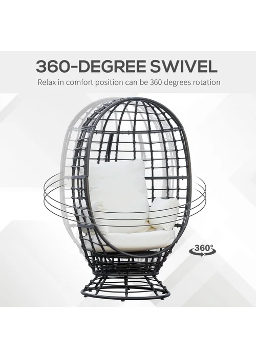 Outsunny Rattan Swivel Egg Chair - Black - One Size Image 4