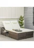 Outsunny 2 Seater Double Rattan Sun Lounger - Cream White - One Size Image 1
