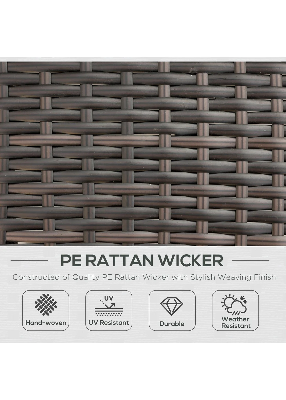 Outsunny 2 Seater Double Rattan Sun Lounger - Cream White - One Size Image 4