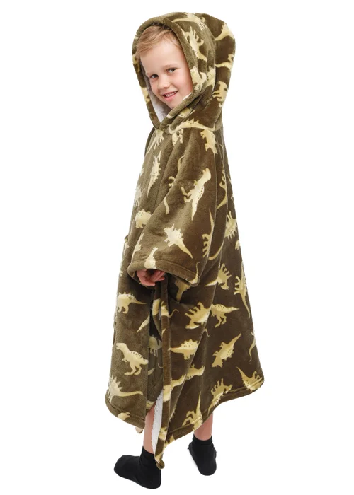 Bedlam Dino Green Snuggle Hooded Wearable Fleece - Small Image 2