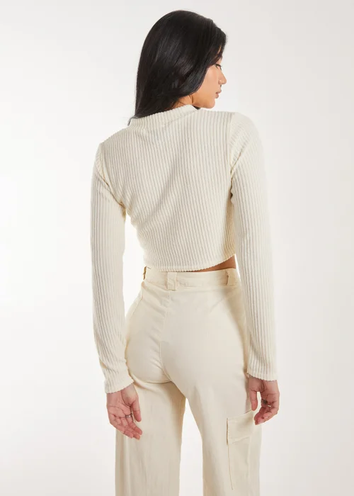 Pink Vanilla Ivory Brushed Long Sleeve Cardigan - S Image 4