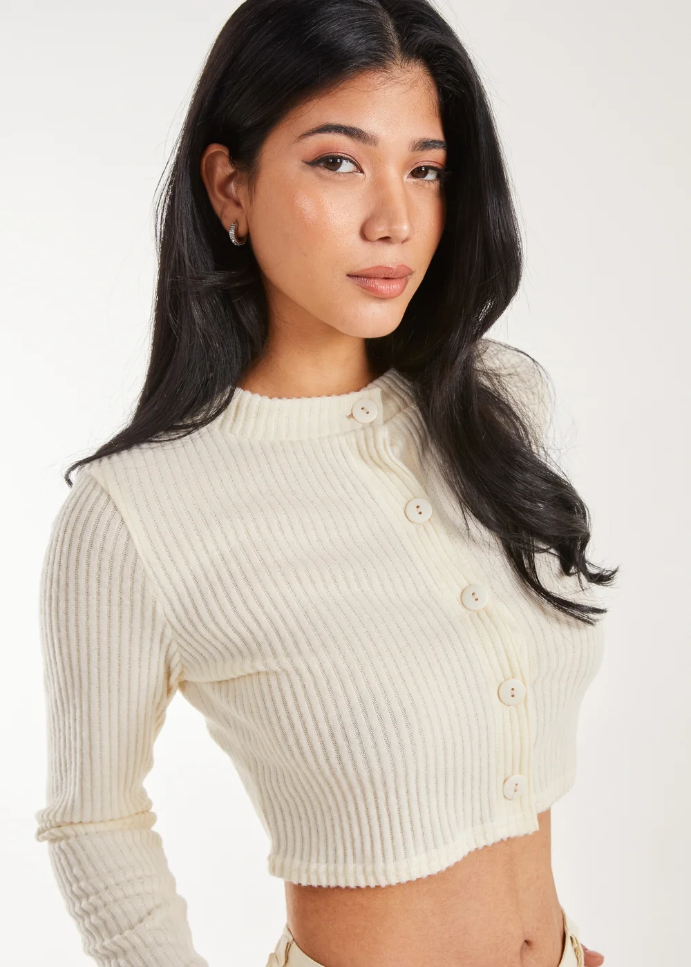 Pink Vanilla Ivory Brushed Long Sleeve Cardigan - S Image 2