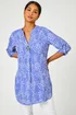 Roman Blue Longline Button Detail Abstract Spot Tunic Top - Size 22 Image 4