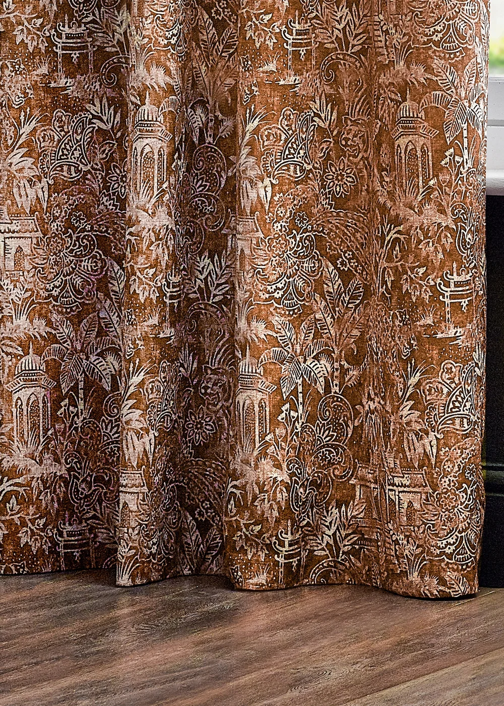 Wylder Tropics Bengal Chenille Eyelet Curtains - 46W X 54D (117x137cm Image 4
