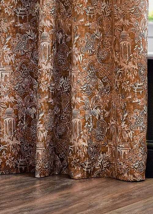 Wylder Tropics Bengal Chenille Eyelet Curtains - 46W X 54D (117x137cm Image 4
