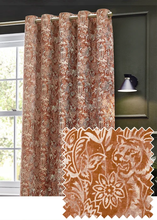 Wylder Tropics Bengal Chenille Eyelet Curtains - 46W X 54D (117x137cm Image 1