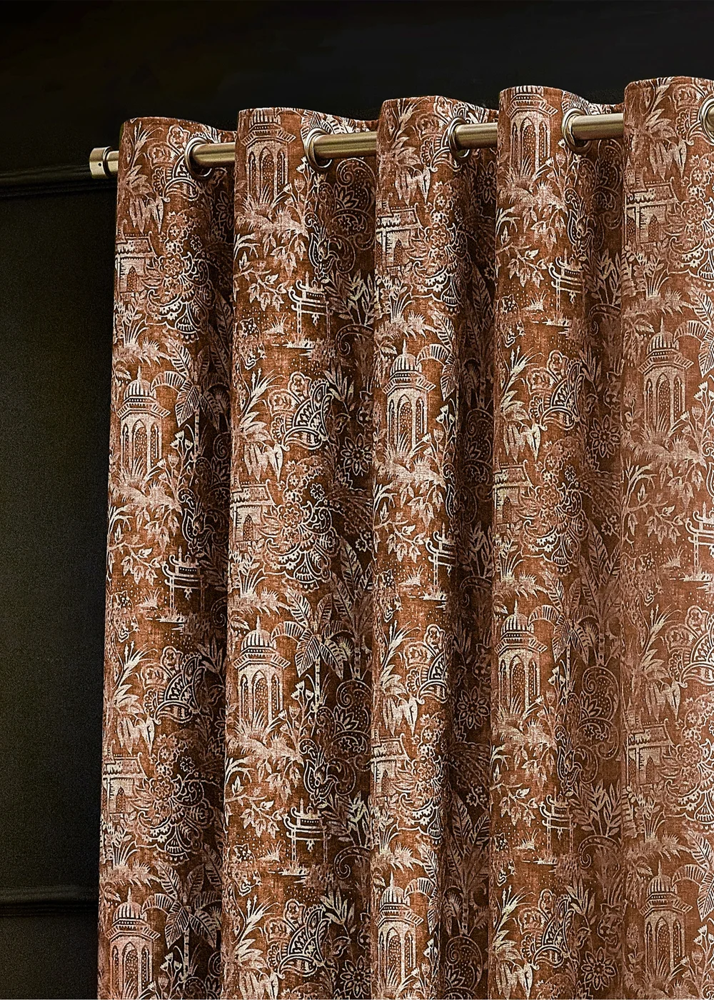 Wylder Tropics Bengal Chenille Eyelet Curtains - 46W X 54D (117x137cm Image 3