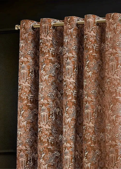 Wylder Tropics Bengal Chenille Eyelet Curtains - 46W X 54D (117x137cm Image 3