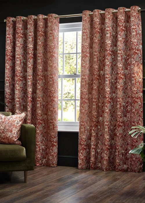 Wylder Tropics Bengal Chenille Eyelet Curtains - 46W X 54D (117x137cm Image 2